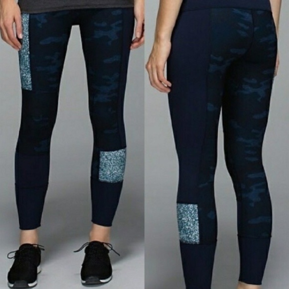 LULULEMON WUNDER UNDER FULL ON LUON LOTUS CAMO OILSLICK BLUE  CAMO LEGGI…